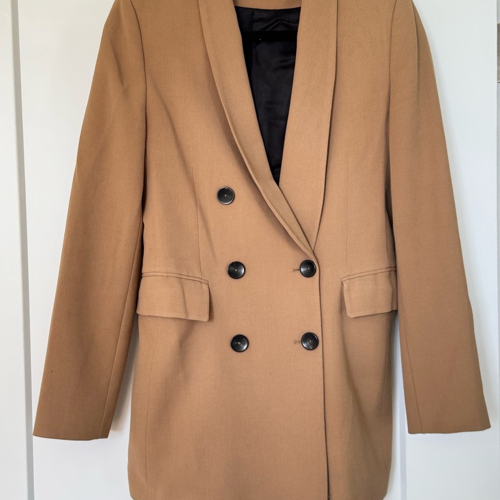 Zara Tan Blazer Elegant Suit Jacket Size S